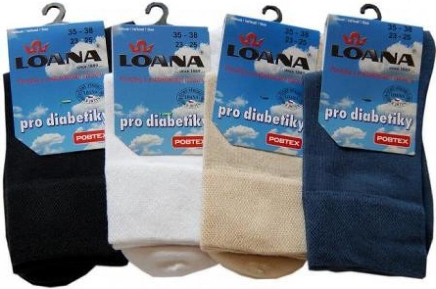 Levně Ponožky pro diabetiky, LOANA 25-28 černá
