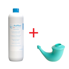 ActiMaris Sensitiv roztok 1000 ml + Rhino Horn konvička na výplach nosu pro děti