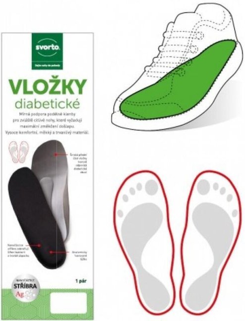 Diabetické antibakteriální vložky do bot, Svorto 012