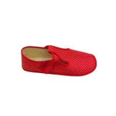 Dívčí barefoot bačkůrky červené s puntíkem - BEDA
