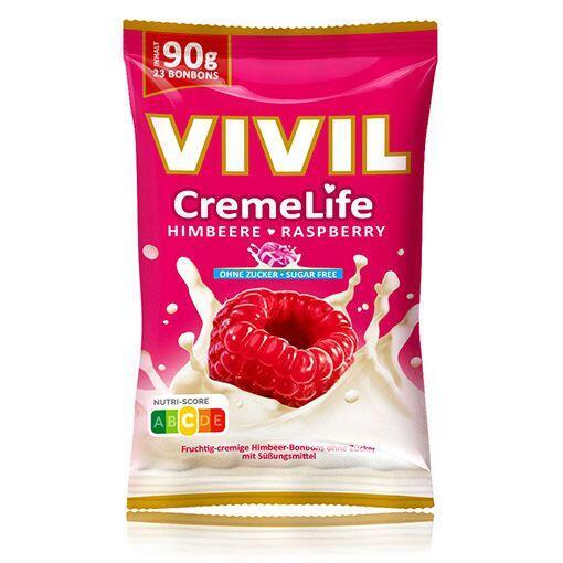 Levně Bonbony bez cukru VIVIL CremeLife malina 90g