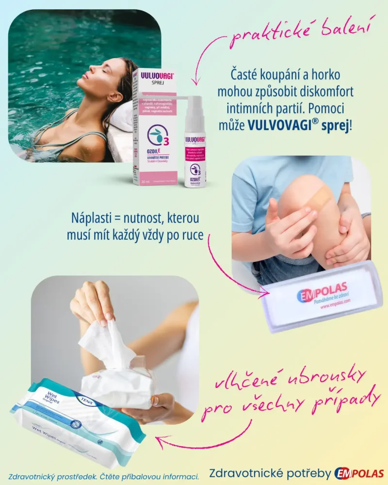 VULVOVAGI sprej, vlhčené ubrousky, náplasti