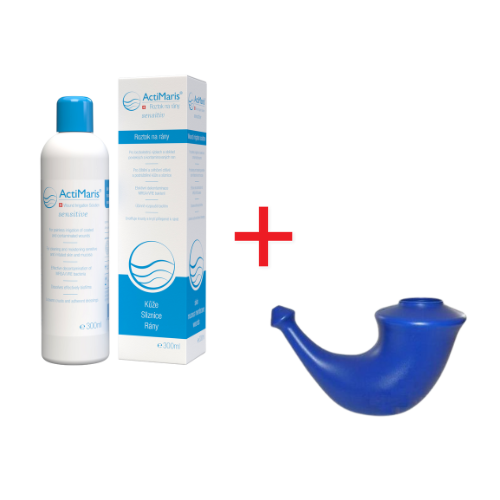 Levně ActiMaris Sensitiv roztok 300 ml + Rhino Horn konvička na výplach nosu pro dospělé