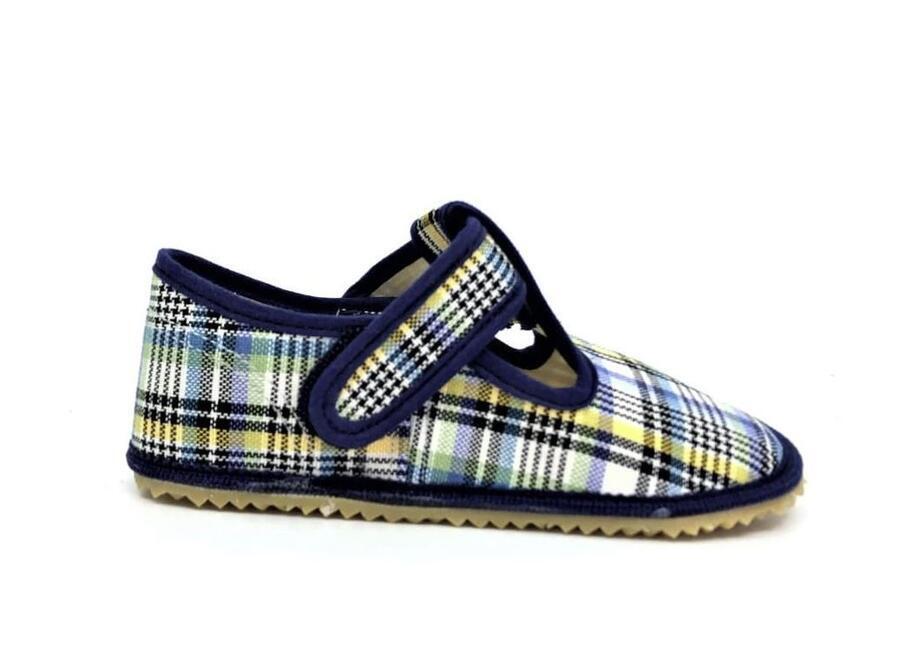 Levně Chlapecké barefoot papuče BLUE STRIPES, Beda modrá 24 chlapci