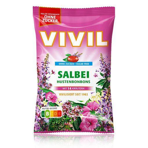 Levně Bonbony bez cukru VIVIL Šalvěj + 14 druhů bylin 120 g