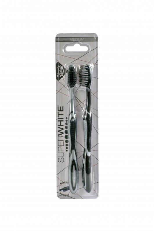 Levně Zubní kartáček SUPERWHITE Black Edition MEDIUM 2ks