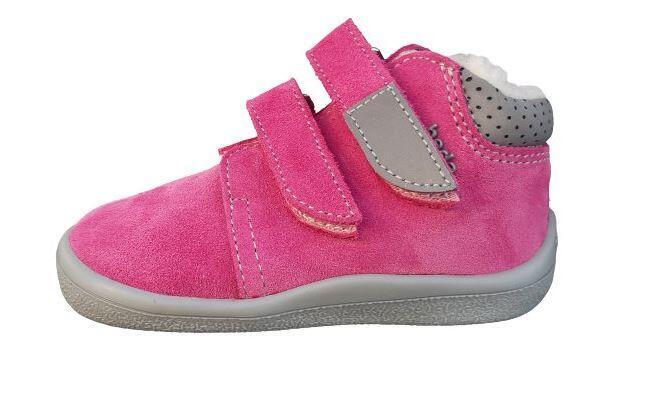 Levně Dívčí zimní barefoot boty s kožíškem Rebecca - BEDA růžová 22 dívky